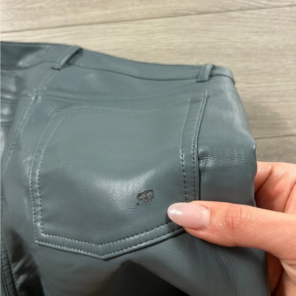 Aritzia Wilfred Melina Marbled Grey Faux Leather Crop Pants - Picture 11 of 15